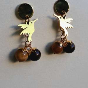 Aretes Tigris Ojo de Tigre Amarillo & Café